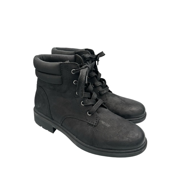 UGG Women's Harrison Lace Waterproof Leather Lace Up Boots - Black - Picture 1 of 7